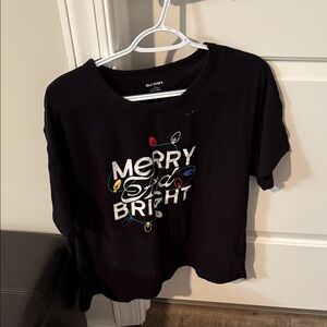 Old Navy Black 'Merry & Bright' Holiday Graphic Tee